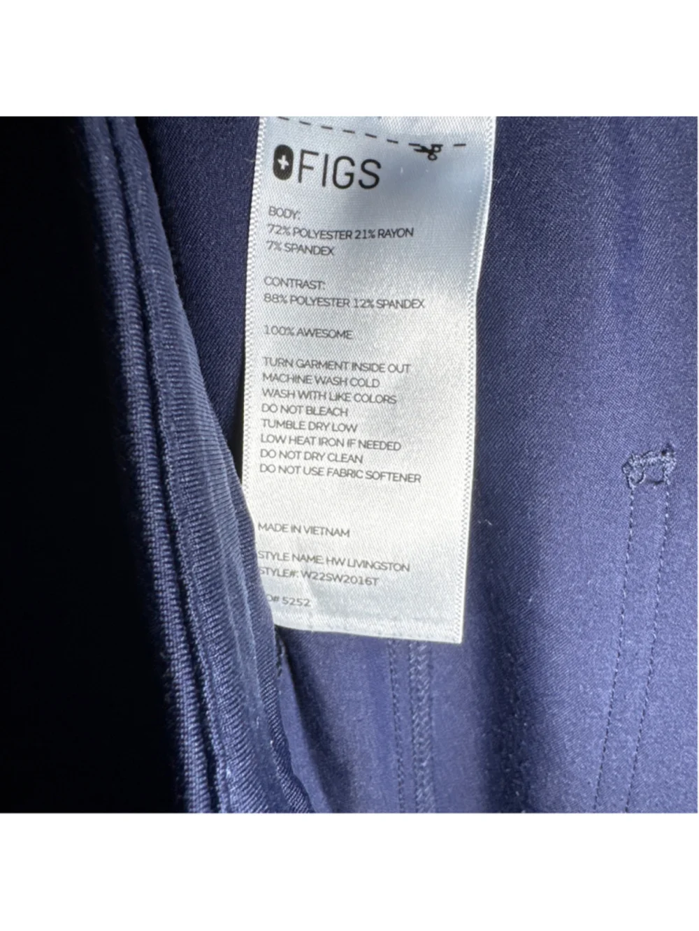 FIGS Scrub Pants XXL Blue inseam 33”